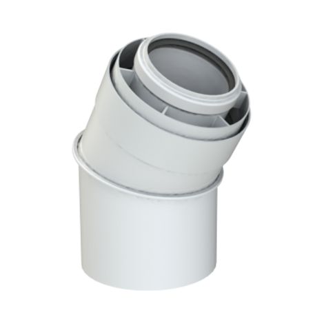 Brötje Bogen DN  60/100 30 Grad konzentrisch K60 KB30 AL/PPS weiß, 7308321