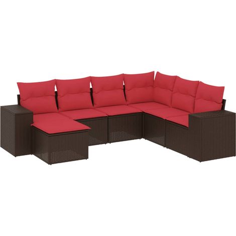 Maison Exclusive - 7-teiliges Gartensofa-Set mit Kissen, braun, P