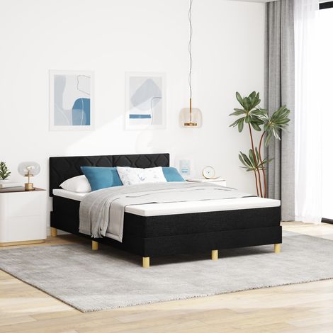 vidaXL Lit Ă ressort LED avec bandes LED Noir 160 x 200 cm tissu (1/5)