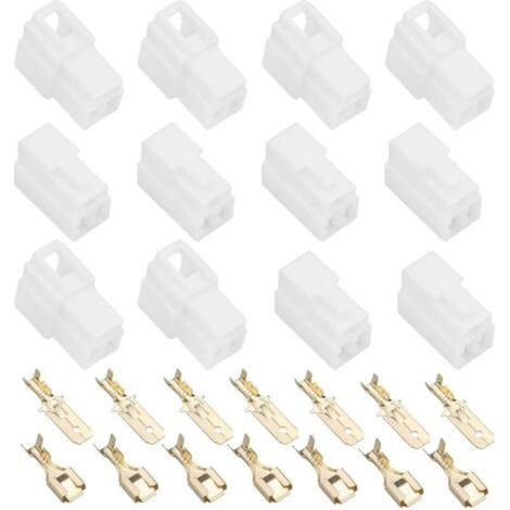 10 Sets of Automotive Electrical Wire Connectors 3 Pin Male and Female Kits Plug Cable Terminal for Motorcycle Electric Bike Car Connector 6.3mm White (1/5)