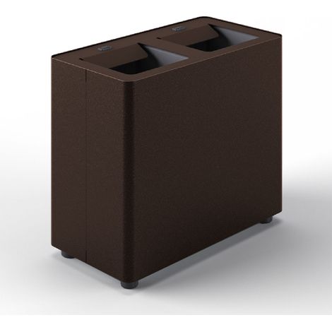 Pattumiera a 2 Scomparti Totale 24 L 48,5x25,5x39 cm con Contenitori Interni in Acciaio Verniciato Corten