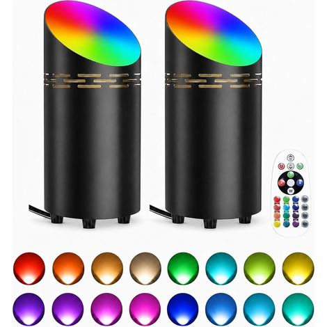 RGBW LED Sol Spot 3W avec Interrupteur Pied, Télécommande, GU10 LED Lampe de Sol pour Intérieur avec Câble de 1,8 m, Lumière Chaude/RGB Dimmable pour Plantes, Coin, Chambre(2 Pcs, Noir) (1/5)