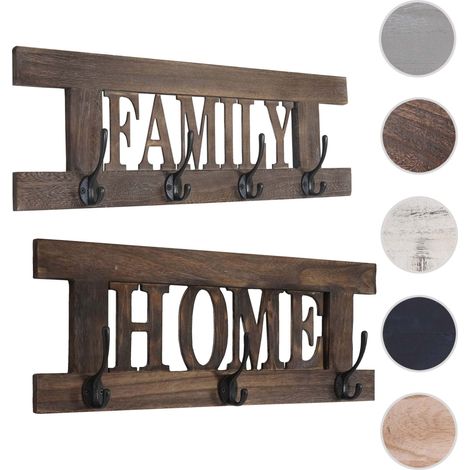 2er Wandgarderoben Set HWC-C60 Home+Family Garderoben Panel - Shabby-Look Vintage - grau-blau (1/5)