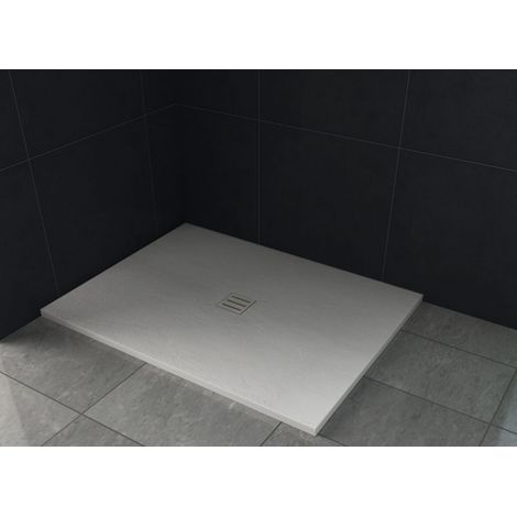 32 mm SMC Duschtasse Steinlook 120 x 80 cm in weiß (1/3)