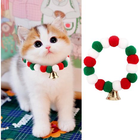 Collier Pour Chien Et Chat - Boule En Peluche Élastique - Accessoire De Fête De Noël - Taille Réglable - 1 Pièce (1/5)