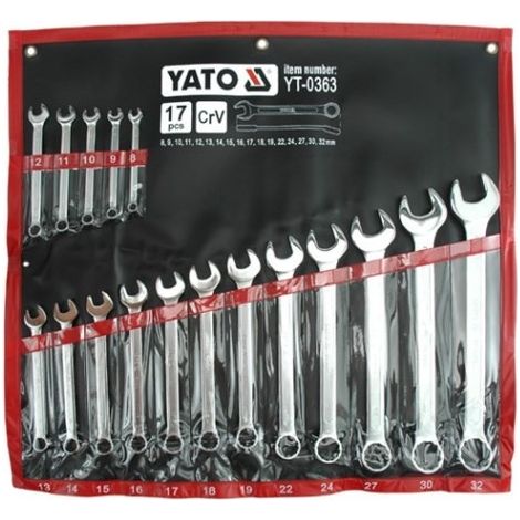 CHIAVI COMBINATE SATINATE YATO 17 pz. 8-32mm CASSA 0363