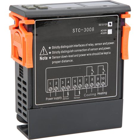 Contrôleur de température numérique STC-3008 avec double affichage et deux capteurs NTC (DC12V) (1/5)