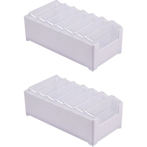 Boîte de rangement pour câbles (lot de 2) avec 7 attaches, boîte de rangement transparente pour câbles de bureau avec ouvertures pour interrupteurs, organiseur de câbles d'alimentation pour bureau (1/5)