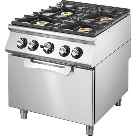 Cuisinière gaz sur four électrique statique GN 2/1, 4 brûleurs 800x730x870 mm - VIRTUS