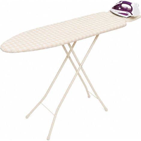 Table à Repasser Pliable 110 x 32 cm, Hauteur réglable jusqu'à 92 cm, Housse 100% Coton, Repose-Pieds XL, Pieds antidérapants, Planche à Repasser résistante (1/5)