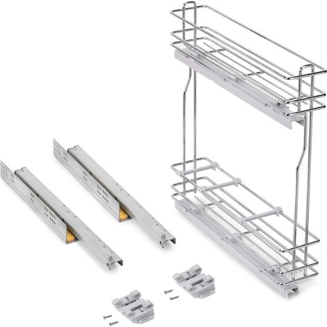 Emuca Flaschenhalter SupraMax, seitlich, ausziehbar, mit Schließautomatik, Modul 150mm, Stahl, Verchromt