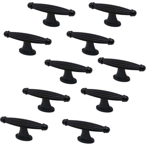 AIDUCHO Lot De 10 Poignées En T Pour Placard, Commode, Tiroir, Cuisine, Chambre À Coucher, Salle De Bain Noir Mat 28 Mm (1/5)