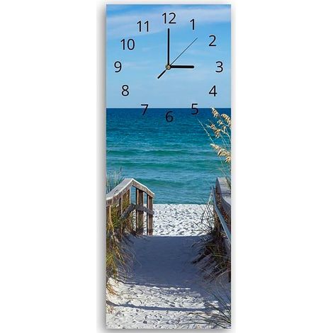 Horloge Murale Paysage de Plage Pittoresque et Relaxant - 30 x 90 cm