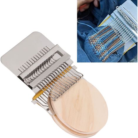 [Accessoire de Weaving] Métier à tisser miniature avec 14 crochets et 1 aiguille, métier à tisser Darning Loom Weave Tool Kit pour DIY, travaux manuels et réparation textile (1/4)