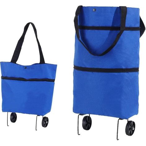 Chariot de courses pliable à roulettes, caddie léger avec sac isotherme, sac à provisions escamotable, cabas roulant pratique pour courses, 4 roues, design compact, usage quotidien (1/3)