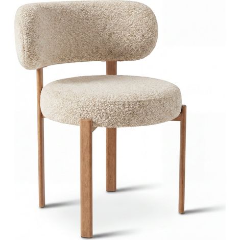 Lot de 2 chaises en bouclette beige LAUREN (1/5)