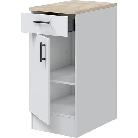 Unterschrank 40 cm mit einer Tür und einer Schublade weiß - Chiria