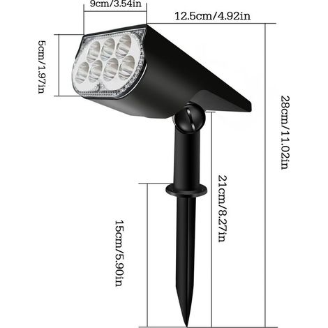 Nouveau Projecteur Solaire LED, 7 Modes Couleur, 120° Réglable, étanche, éclairage Extérieur Jardin Arbre (1/5)