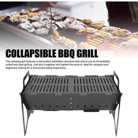 Barbecue portable pliable en acier – Grille thermorésistante pour cuisson en extérieur – Compact et léger pour voyages et pique-niques