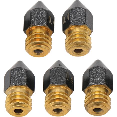 5 Stück 3D-Drucker-Hotenddüse, 0,4 mm Messing, PTFE-beschichtet, Extruder-Hotenddüse für 1,75 mm Filament, MK8-Düse (1/5)