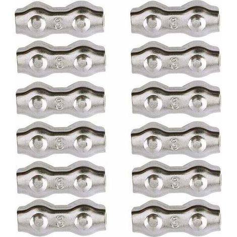 Serre-câble , Serre Cable Acier 3mm 12 Pièces Serre Câbles Duplex Pince de Câble Acier inoxydable 304 D'agrafe de Câble (1/4)