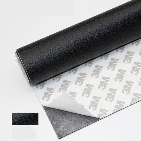 Rouleau adhésif en cuir 50 x 120 cm, autocollant en cuir synthétique, réparation de patch en cuir pour canapé, siège de voiture, sac à main, veste en cuir (noir) (1/4)