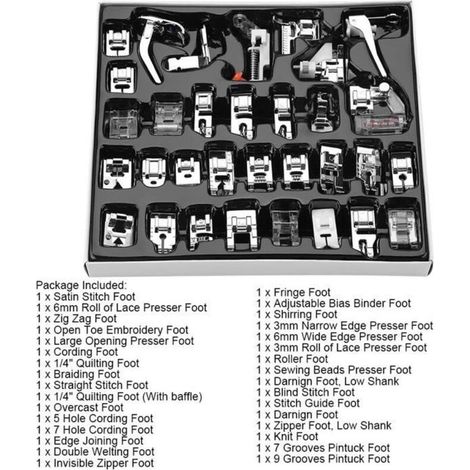 Pieds-de-biche machine à Coudre Accessoire piqûre Pieds presseurs Multifonctionnel 32pcs - set (1/4)