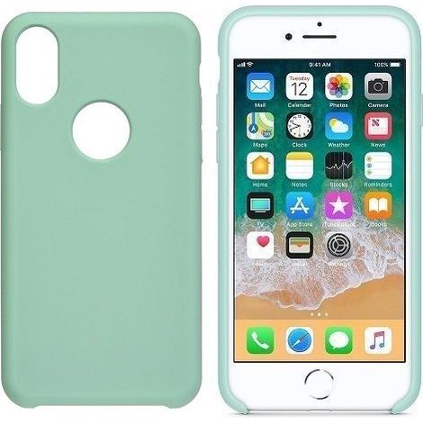Funda silicona iphone X/XS agujero logo textura suave  Verde claro