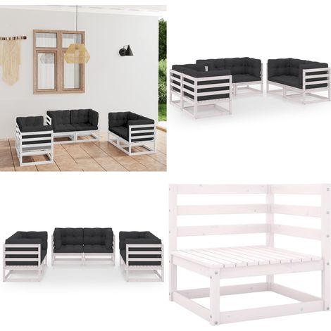 Set Divani da Giardino 6 pz con Cuscini Legno Massello Pino - Cuscini da giardino - Divano angolare