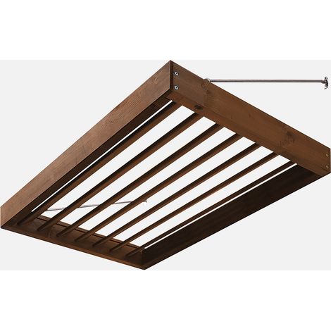Jardipolys – Auvent brise-soleil contemporain en sapin épicéa traité – 120 cm de large – Toit en verre synthétique anti-UV – Fabrication française