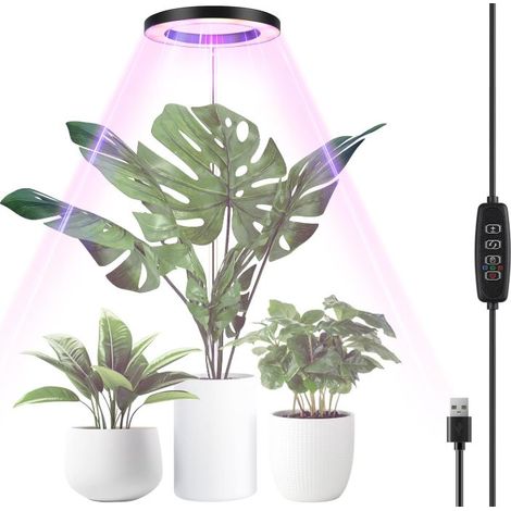 LED Lampe de Croissance à Spectre Complet, 30155 cm Hauteur Réglable avec 70 LEDs, avec Minuterie 3/9/12h, 10 Luminosité, 3 Modes Lumière