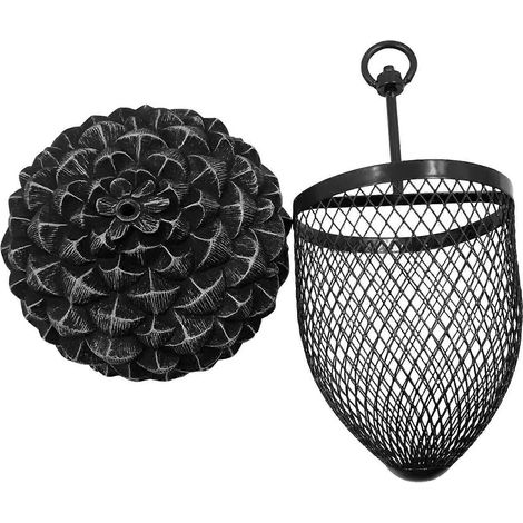 Mangeoire décorative suspendue pour colibris d'extérieur, idéale pour le jardin, la cour et la terrasse. Facile à remplir, robuste et résistante aux intempéries (noire). (1/5)
