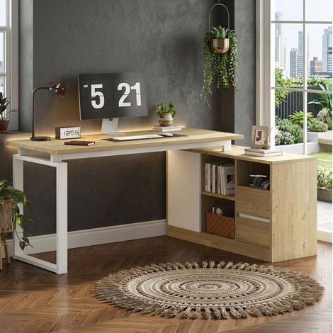 Scrivania angolare ufficio con contenitore 152x113,5 OKMYHOME (1/5)