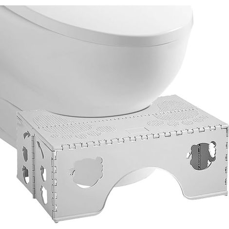 Tabouret De Toilette Physiologique Pliable pour Adulte, Design avec Large Repose-Pieds, Salle De Bain WC (Gris) (1/5)