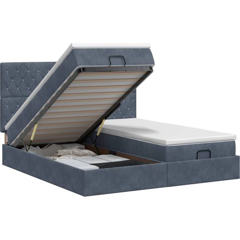 Cama otomana con colchón 2 uds. Gris oscuro Terciopelo vidaXL (1/5)