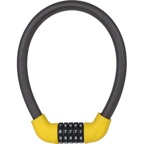 Antivol de vélo de sécurité, antirouille, résistant à la corrosion et anti-sciage, à combinaison à 4 chiffres, jaune B (1/4)
