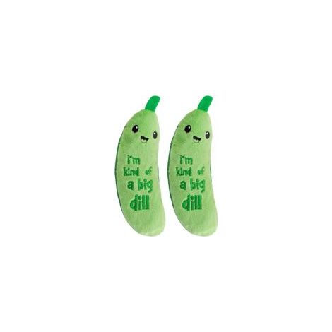 Knuspriges Katzenspielzeug „Crunchy Pickle Kicker“ – Plüsch-Knisterspielzeug mit Katzenminze und Zahnspange, 16,5 cm (2er-Pack) – Crezuo