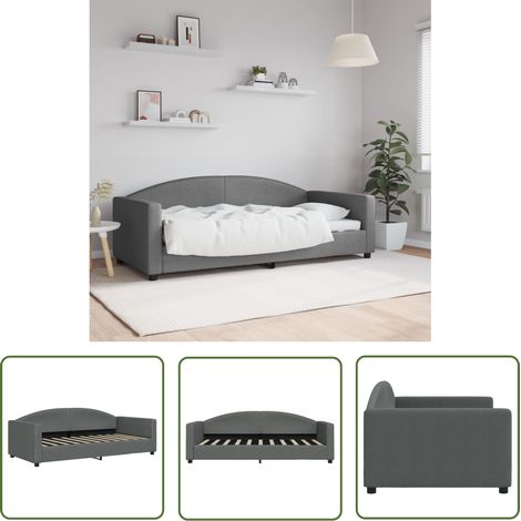 vidaXL Lit de repos sans matelas gris foncé 90x190 cm tissu (1/5)