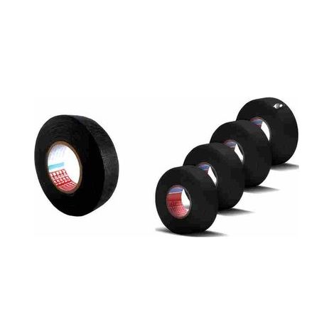 Ruban ignifugé - 5 rouleaux - Ruban isolant noir pour faisceaux de câbles - Ruban en coton - Ruban isolant pour faisceaux de câbles - Ruban isolant pour automobiles - 19 mm x 10 m (1/5)