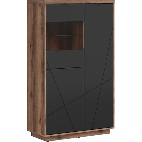 Vitrine 3 portes Sven Noir et Bois (1/5)