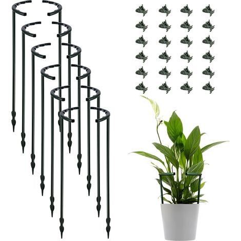 Set aus 12 Pflanzenstützen mit 24 Clips, Käfigrahmen und halbkreisförmigem Kunststofftopf für Blumentöpfe. (1/5)