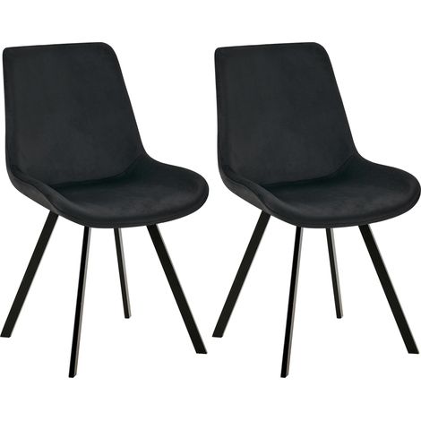 Juego de 2 sillas de comedor giratorias 360 grados en terciopelo negro con estructura de metal negro 100007523 (1/4)