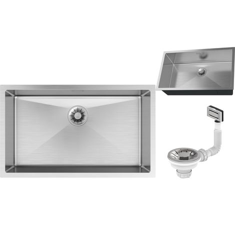 Évier de Cuisine en Acier Inoxydable Sous-Plan SILVO75 1 Bac avec Siphon (1/5)