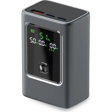 Powerbank da 10000 mAh con ricarica rapida PD da 35 W e display LCD - grigio (1/5)