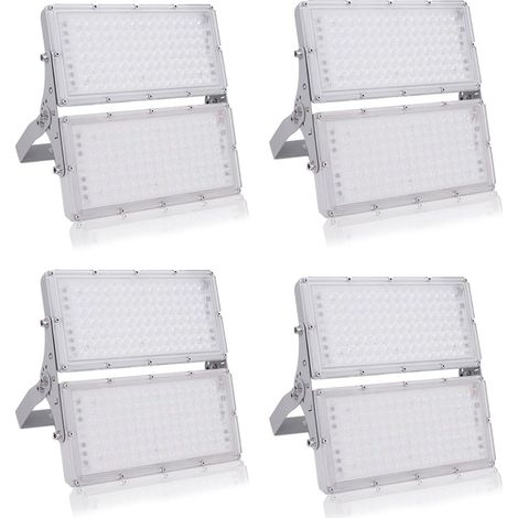 4 Pièces 200W Projecteur Exterieur LED 20000LM 6500K Blanc froid Lampe Extérieur LED de Sécurité Imperméable IP65 Spot LED Extérieur Idéal pour Jardin Garage Couloir Terrasse Eclairage