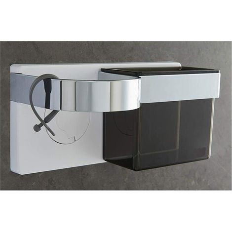 Support Sèche Cheveux Auto-Adhésif Mural Porte Lisseur avec Rangement ABS Tenue Brosses à Cheveux et Accessoires de Coiffure Adhésif Fort avec Attache de Câble Silicone (1/5)
