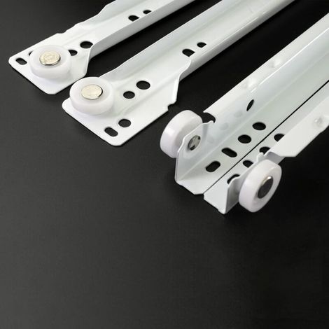 (1 Paires,45cm) Coulisse Tiroir-Glissiere Pour Tiroir-Tiroir Coulissant Cuisine-Glissières Pour Tiroirs-Rail Coulissant-Acier Blanc Coulisse à Sortie Partielle (1/3)