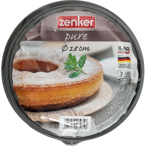 Zenker Teglia apribile con fondo piatto e tubo Ø 18 cm della serie Pure, stampo da forno con 2 ripiani, set di stampi per torte, con rivestimento antiaderente, facile sformatura per torte (colore: ner