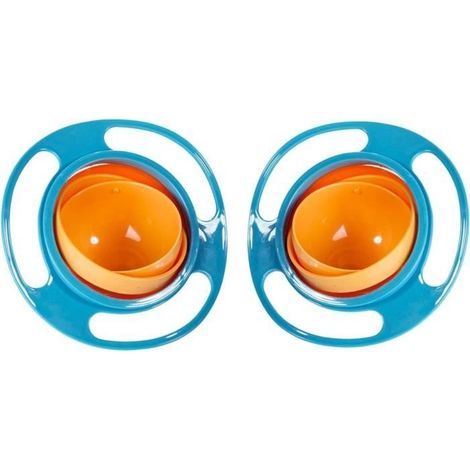 Bol Gyroscopique - Gamelle Magique - 360 Degrés - Anti-Déversement - Enfants - Plastique Bleu (1/4)
