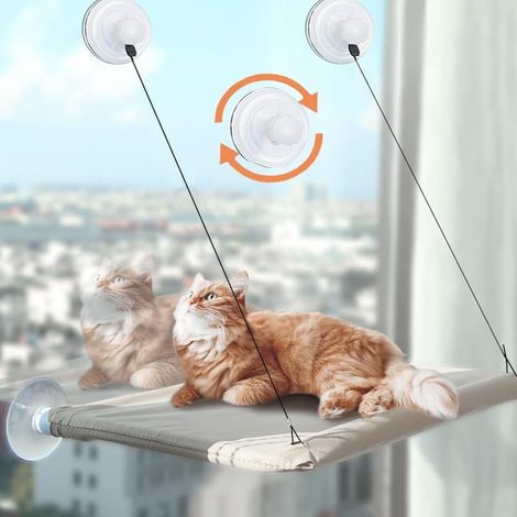 Hamac Kaki pour Chat avec Fenêtre - Lit Suspendu 3555Cm pour 17kg Chats - Nid Monté sur Fenêtre - Chaise Longue avec Ventouse
